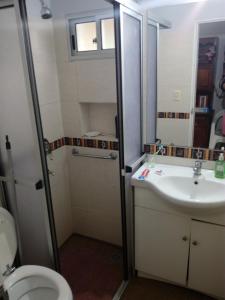 W łazience znajduje się toaleta, umywalka i prysznic. w obiekcie CASA CUCHILLA ALTA w mieście Cuchilla Alta