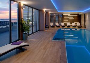 a swimming pool in a hotel with a view at Hotel Adria in Dubrovnik