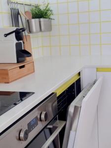 een keuken met een fornuis en een aanrecht bij Vera Cruz Suite Apartment in Aveiro