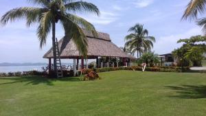 ein Resort mit Palmen und einem Grasfeld in der Unterkunft Acapulco, Departamento PB en Marina Diamante in Acapulco