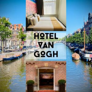 a collage of pictures of a hotel van gogh at Hotel Van Gogh in Amsterdam