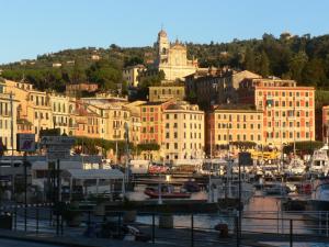 a view of a city with a marina and buildings at Vicino al mare in Santa Margherita Ligure