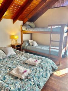 1 dormitorio con 2 literas y escalera en Sonnen Haus en Villa General Belgrano