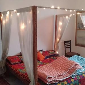 a bedroom with a bed with a canopy at La Casa Art Stay in Udaipur
