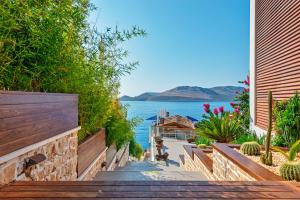 a view of the ocean from a house at Meis Exclusive Hotel in Kaş