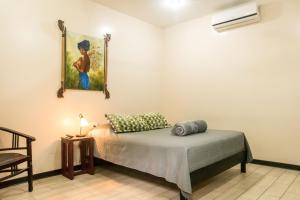 a bedroom with a bed and a painting on the wall at Terida Airport B&B in Alajuela