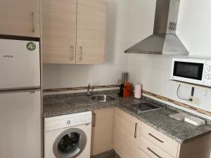 コルドバにあるApartamento junto Plaza de la Corredera & Parking Gratuitoのキッチン(シンク、洗濯機付)