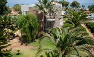 an aerial view of a house with palm trees at Lito Beach Hotel in Gerani