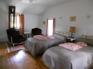 a bedroom with two beds and a couch at Château de la Moissetie in Aurillac