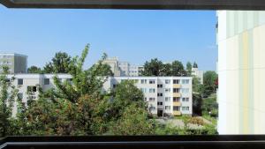 a view from a window of a building at Comfortable apartment for 2 Persons in Hannover