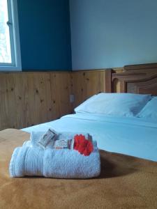 Cama ou camas em um quarto em Pousada Casa Azul