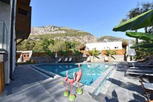 a swimming pool with two flamingos in a house at Casa Luxury Hotel in Göcek