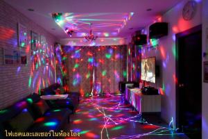 a living room with lights on the floor at Boutique Huahin Pool Villa in Hua Hin