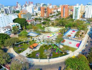 an aerial view of a park in a city at La Quinta Bacana La Campiña in Barranquilla