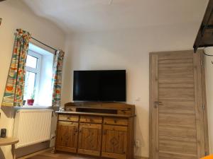 TV a/nebo společenská místnost v ubytování Apartmán DUO Plešivec