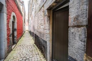 an alley with a door in a brick building at L'atelier de Liège: Tranquillité & Effervescence in Liège