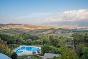 an overhead view of a swimming pool in a field at Giladi Hotel in Kefar Gil‘adi