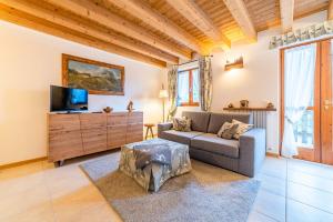 a living room with a couch and a tv at Charming Civetta in Alleghe