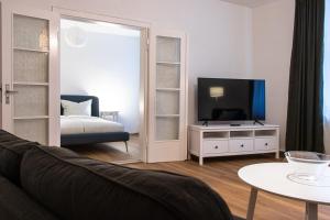 TV/trung tâm giải trí tại Ferienwohnung Steinbrücke Quedlinburg