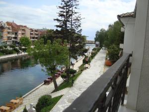 a view of a river from a building at Villa Nestor in Struga