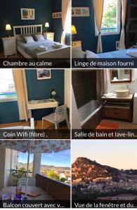 a collage of photos of a hotel room at Joli appartement tout confort in Hyères