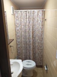La salle de bains est pourvue de toilettes et d'un lavabo. dans l'établissement Verde Esmeralda, à Buenos Aires