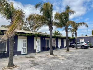 a row of palm trees in front of a motel at Barossa Gateway Motel in Nuriootpa