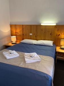 1 dormitorio con 1 cama con 2 toallas en Barossa Gateway Motel en Nuriootpa