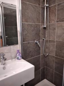 a bathroom with a shower and a sink and a toilet at Sogno Romano in Rome