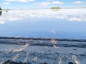 una gran masa de agua con una isla en ella en Holiday Home Turulan hiekka by Interhome, en Hattusaari