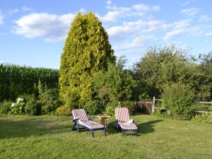 two chairs and a table in the grass at Apartment Am Rotenberg by Interhome in Detmold