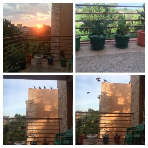 a collage of four pictures of the sunset at Yonny’s Citadel in Jinja