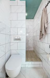 a white bathroom with a toilet and a shower at Лофт для 4-х, Wi-fi, Dream Town, метро in Kyiv +15 photos
