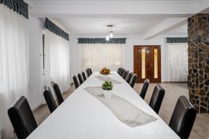 a conference room with a long table and chairs at Casa Ardeleana in Lotrioara