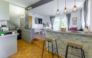 Dapur atau dapur kecil di Odisea Hill House - Modern Holiday Home with swimming pool, sauna, jacuzzi, WiFi and 2 bedrooms, near Varazdin
