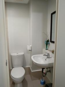 大雅台的住宿－Pine Suites Tagaytay 2BR Penthouse with Netflix and FREE parking，一间带卫生间和水槽的浴室
