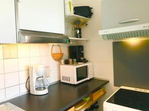 a kitchen with a counter top with a microwave at Appartement Villard-de-Lans, 2 pièces, 6 personnes - FR-1-515-40 in Villard-de-Lans