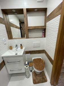 a bathroom with a toilet and a sink at Apartamentylove - Apartament u Janicka, 100m do Krupówek in Zakopane