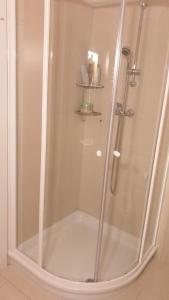 a shower with a glass door in a bathroom at Villa Flora in Grado +30 photos