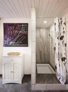 a bathroom with a shower and a bath tub at les Toits d'Alsace,F3,2 CH,Adapté au Bébés,Parking in Ettendorf