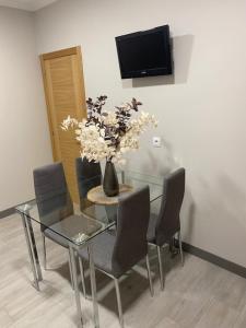 Televízia a/alebo spoločenská miestnosť v ubytovaní Apartamento Centro Ciudad Pontevedra