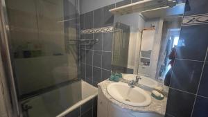 a bathroom with a sink and a shower at Appartement au centre de Nice in Nice