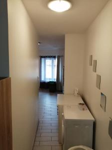 a bathroom with a sink and a toilet in a room at Appart'Hôtel Lagnieu in Lagnieu