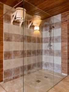 a bathroom with a shower with a glass door at Grafskiy Park in Rostov on Don