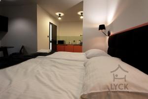Łóżko lub łóżka w pokoju w obiekcie Lyck Apartamenty