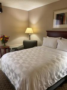 a hotel room with a bed and a chair at Holiday Inn Cincinnati-Eastgate, an IHG Hotel in Eastgate