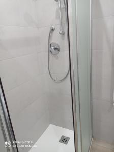 a shower with a glass door in a bathroom at Casafischea 21 Via Venino 21 B in Moneglia +23 photos