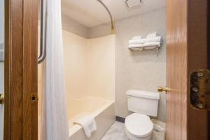 a bathroom with a toilet and a bath tub at Buffalo Lodge in Buffalo