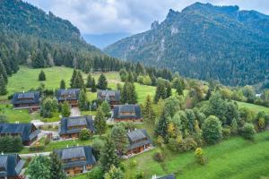 an aerial view of a house in the mountains at Chata Vŕšky Terchová in Terchová