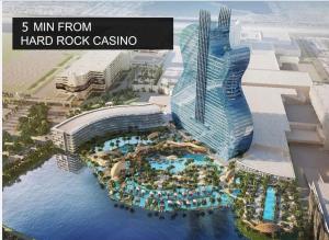 a rendering of a hard rock casino with a rendering of a building at 4 2 Pool House With Tiki Hut Near Hardrock Casino in Fort Lauderdale
